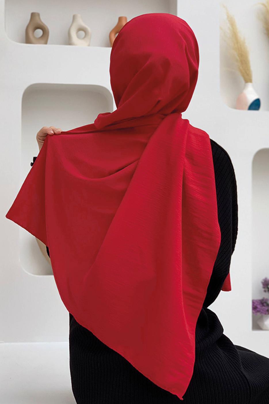 Tesettür giyim KIRMIZI CAZ ŞAL T 1502