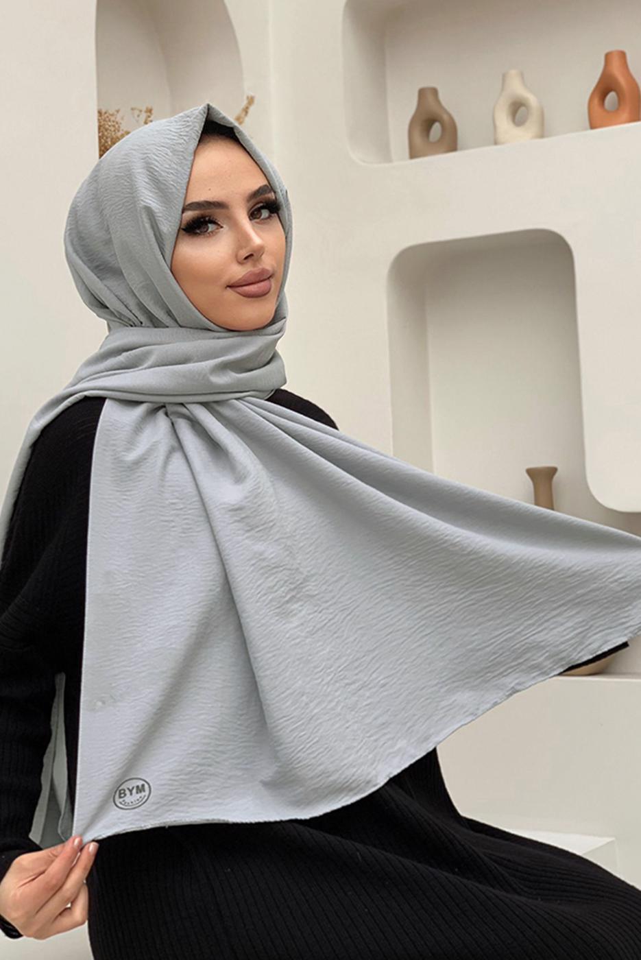 Tesettür giyim GRİ CAZ ŞAL T 1502