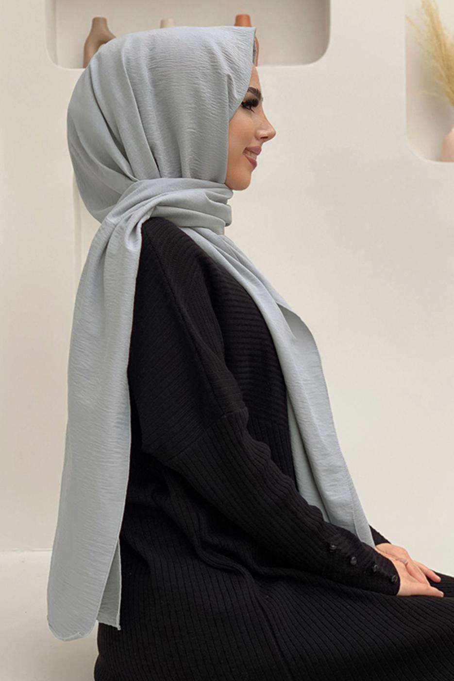 Tesettür giyim GRİ CAZ ŞAL T 1502