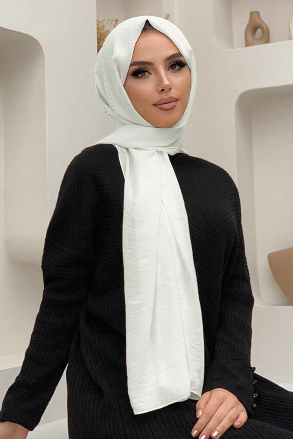 Tesettür giyim EKRU CAZ ŞAL T 1502