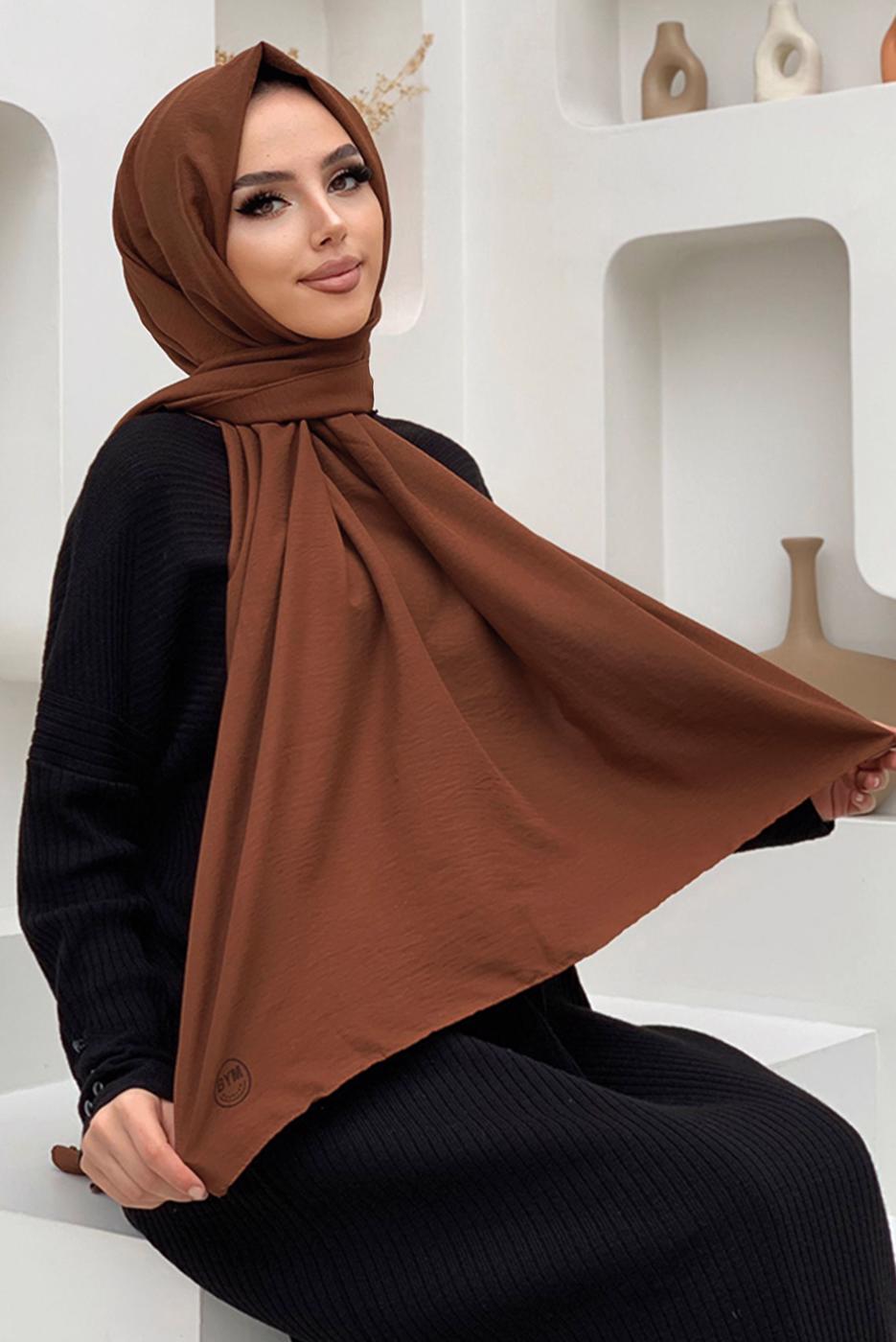Tesettür giyim KAHVE CAZ ŞAL T 1502