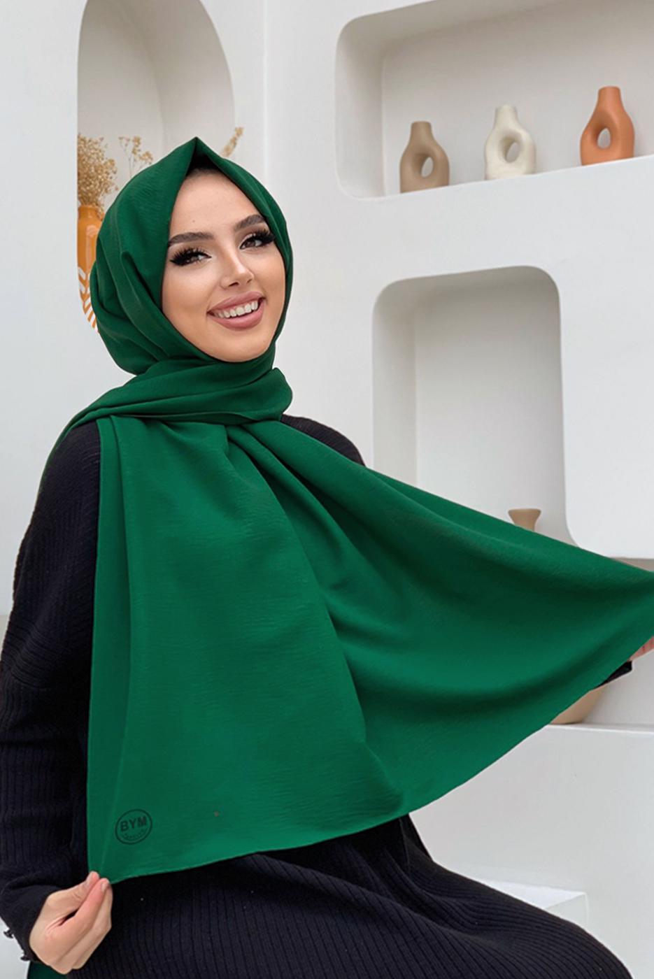 Tesettür giyim YEŞİL CAZ ŞAL T 1502