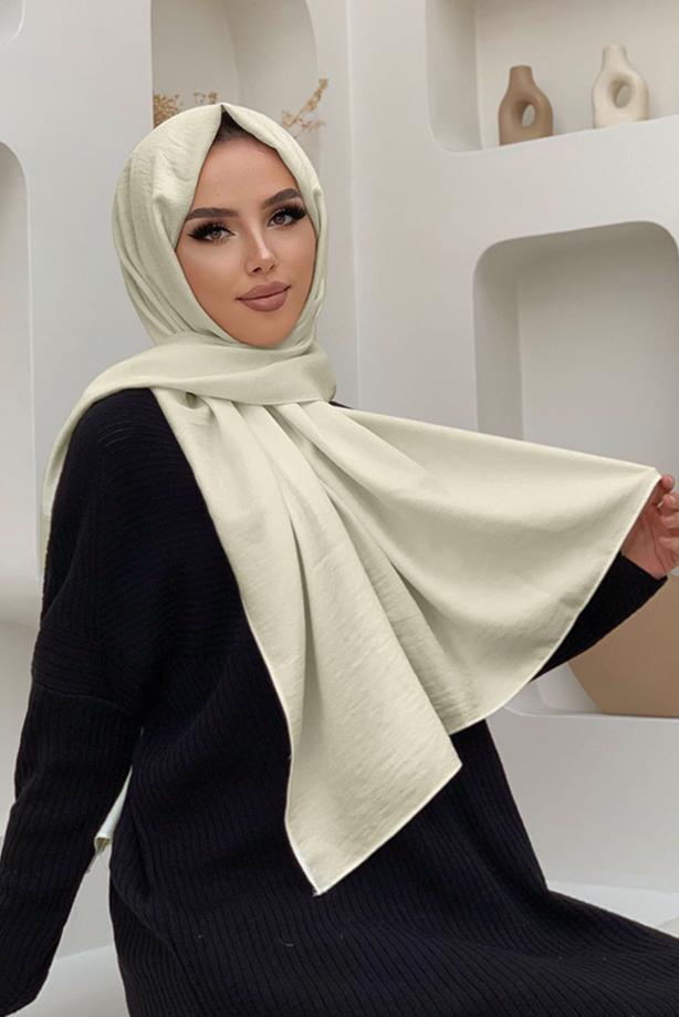 Vêtements hijab CRÈME CHÂLE ASPECT LIN T 2502 - TRENDTESETTÜR