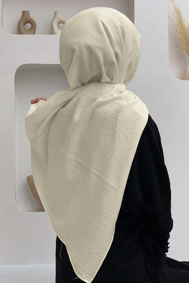 Vêtements hijab CRÈME CHÂLE ASPECT LIN T 2502 - TRENDTESETTÜR