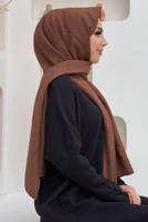 Tesettür giyim KAHVE KETEN GÖRÜNÜMLÜ ŞAL T 2502
