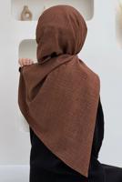 Tesettür giyim KAHVE KETEN GÖRÜNÜMLÜ ŞAL T 2502