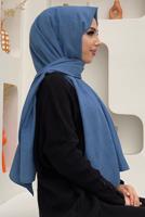 Tesettür giyim LACİVERT KETEN GÖRÜNÜMLÜ ŞAL T 2502