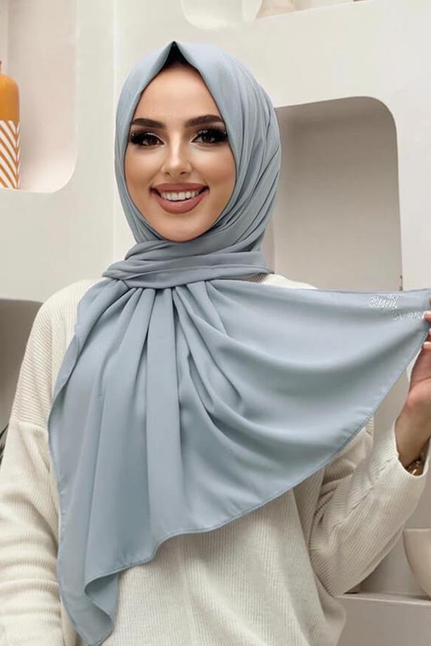 Vêtements hijab GRIS CHÂLE DROIT T 5202 - TRENDTESETTÜR