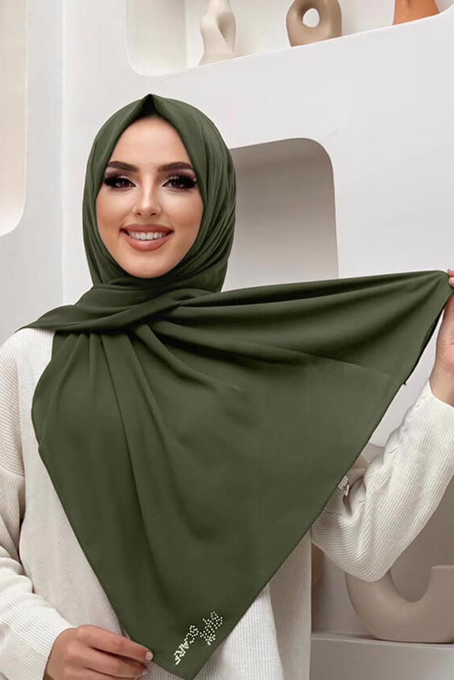Tesettür giyim HAKİ DÜZ ŞAL T 5202