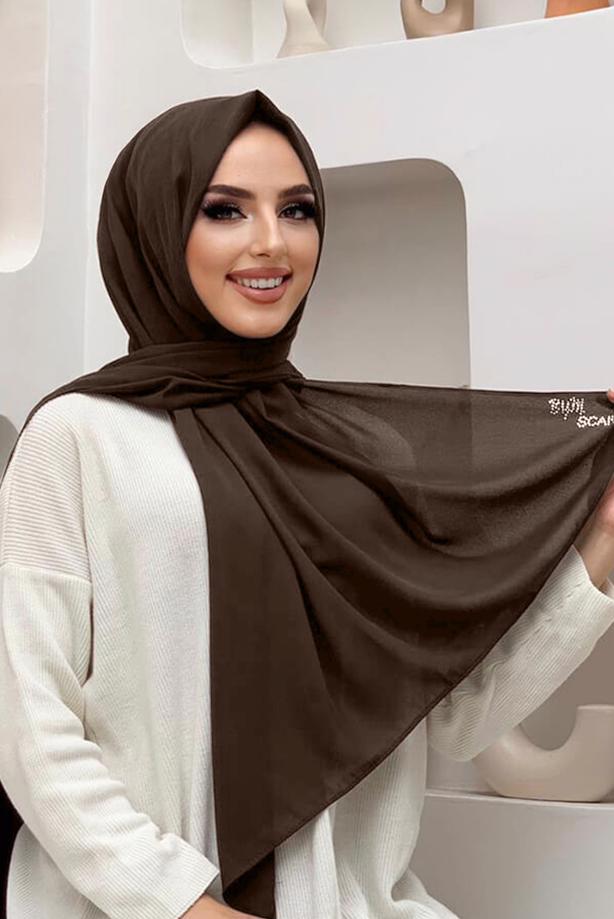Hijab clothing BROWN STRAIGHT SHAWL T 5202 - TRENDTESETTÜR