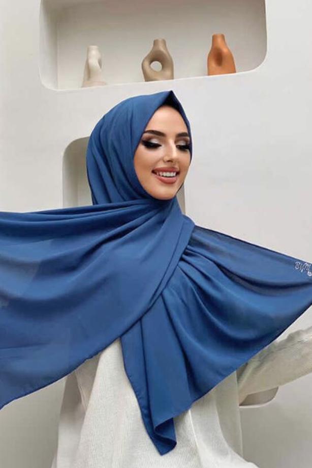 Vêtements hijab BLEU MARINE CHÂLE DROIT T 5202 - TRENDTESETTÜR