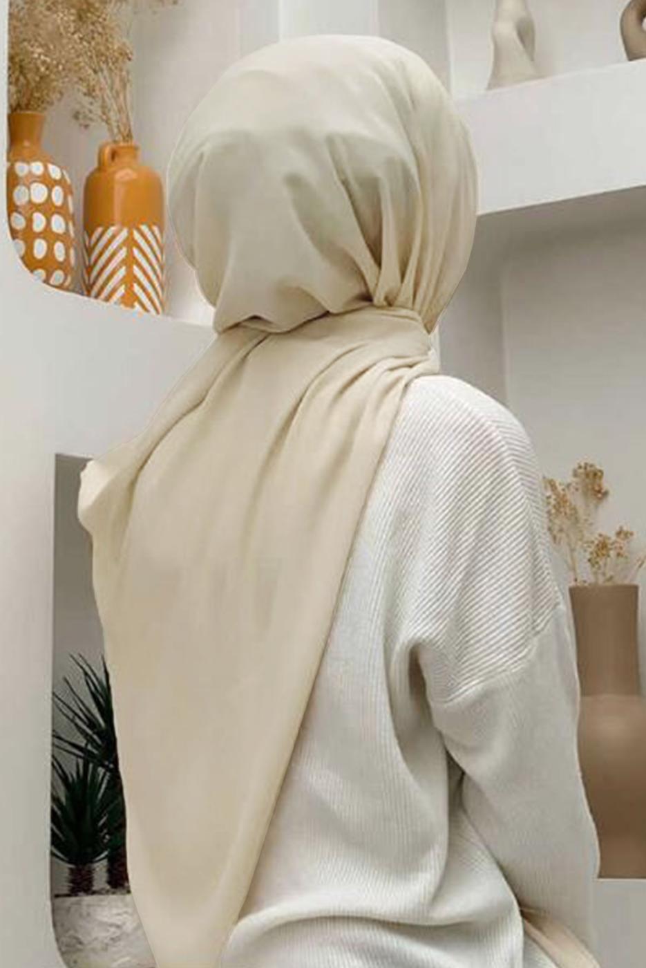 Tesettür giyim BEJ DÜZ ŞAL T 5202