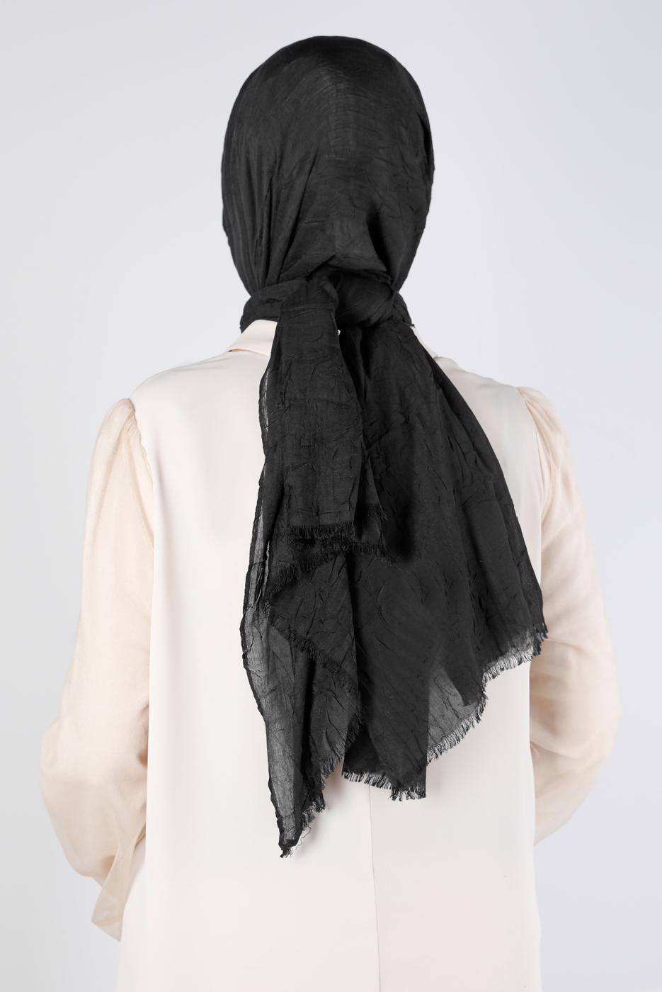 Tesettür giyim SİYAH ALVİNA BAMBU KRAŞ ŞAL T 8145