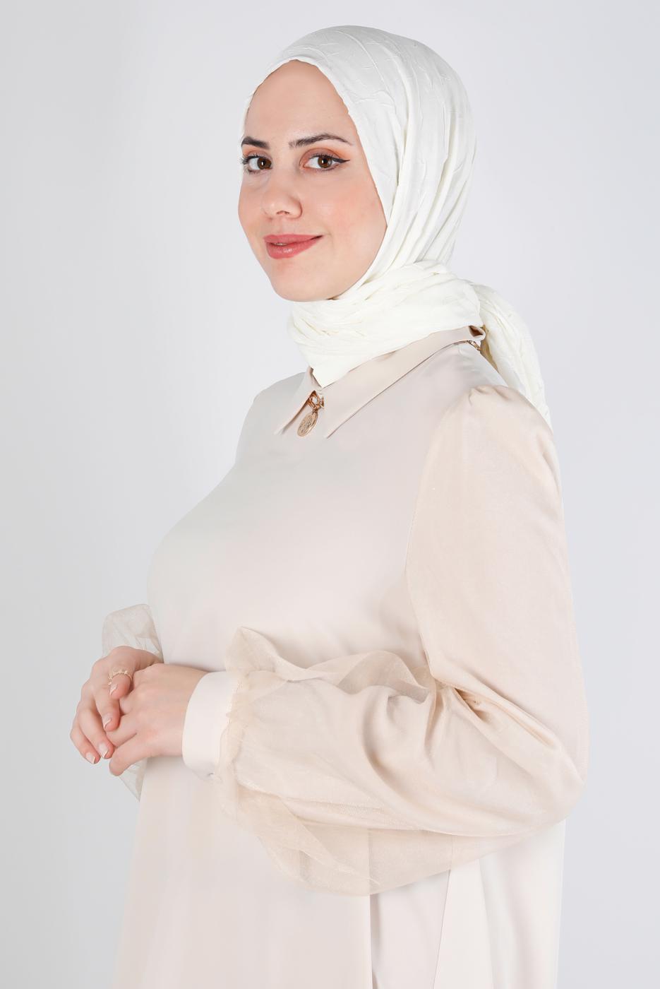 Vêtements hijab CRÈME CHÂLE EN BAMBOU ALVİNA T 8145