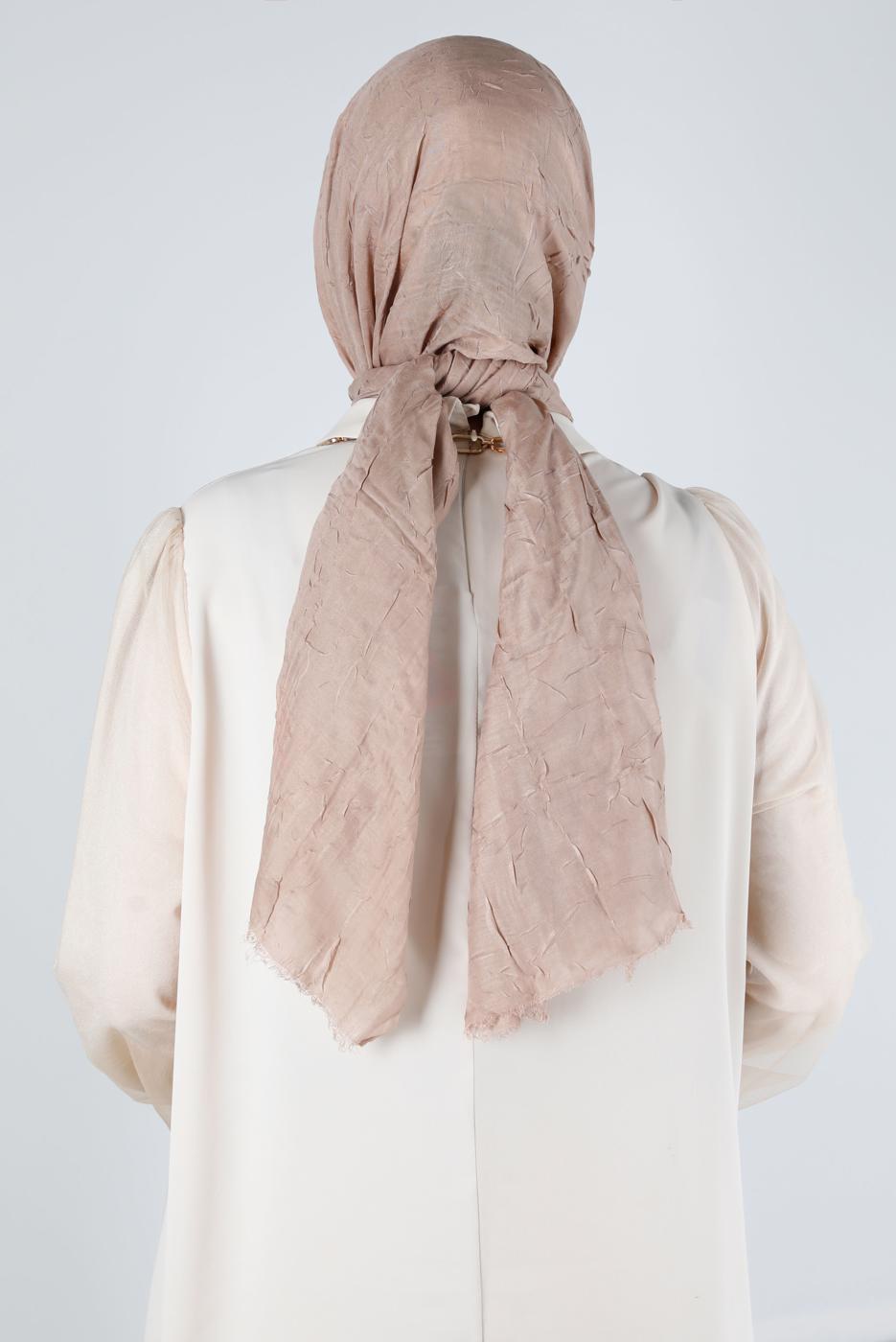 Tesettür giyim BEJ ALVİNA BAMBU KRAŞ ŞAL T 8145