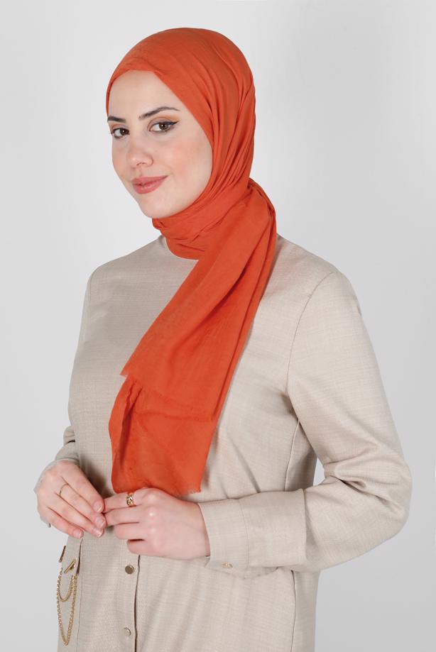 Hijab-Kleidung ORANGE ALVİNA BAMBU KRAŞ ŞAL T 8145 - TRENDTESETTÜR