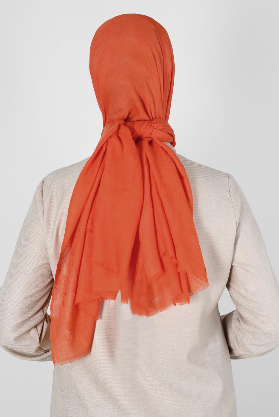 Tesettür giyim TURUNCU ALVİNA BAMBU KRAŞ ŞAL T 8145