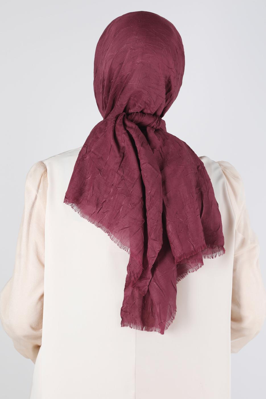 Tesettür giyim BORDO ALVİNA BAMBU KRAŞ ŞAL T 8145