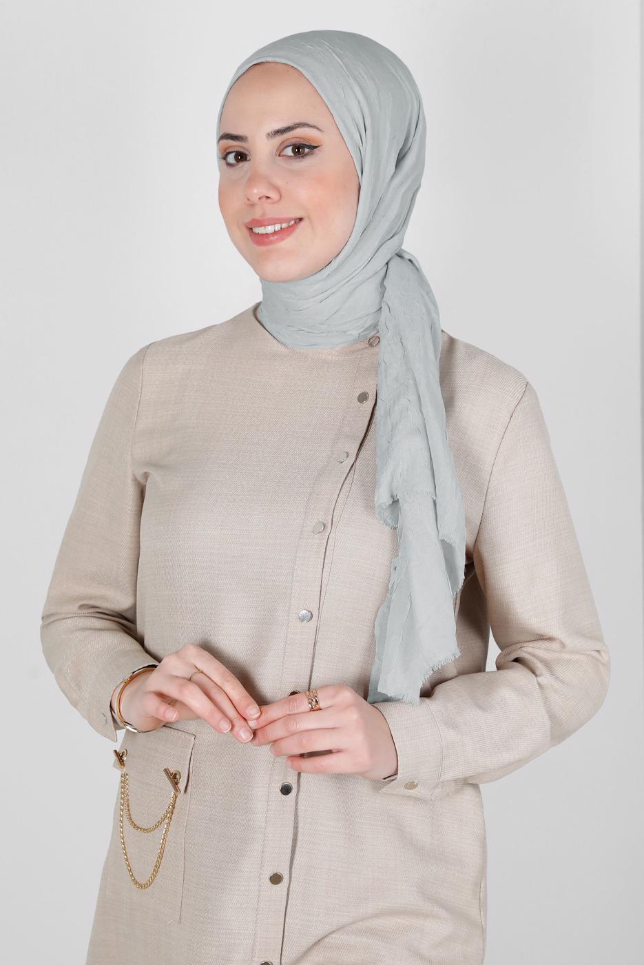Vêtements hijab ARGENT CHÂLE EN BAMBOU ALVİNA T 8145