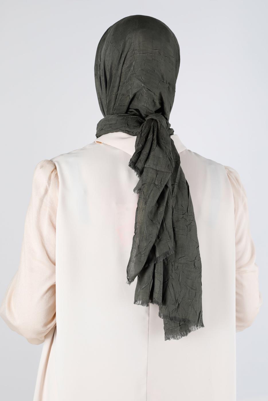 Tesettür giyim HAKİ ALVİNA BAMBU KRAŞ ŞAL T 8145