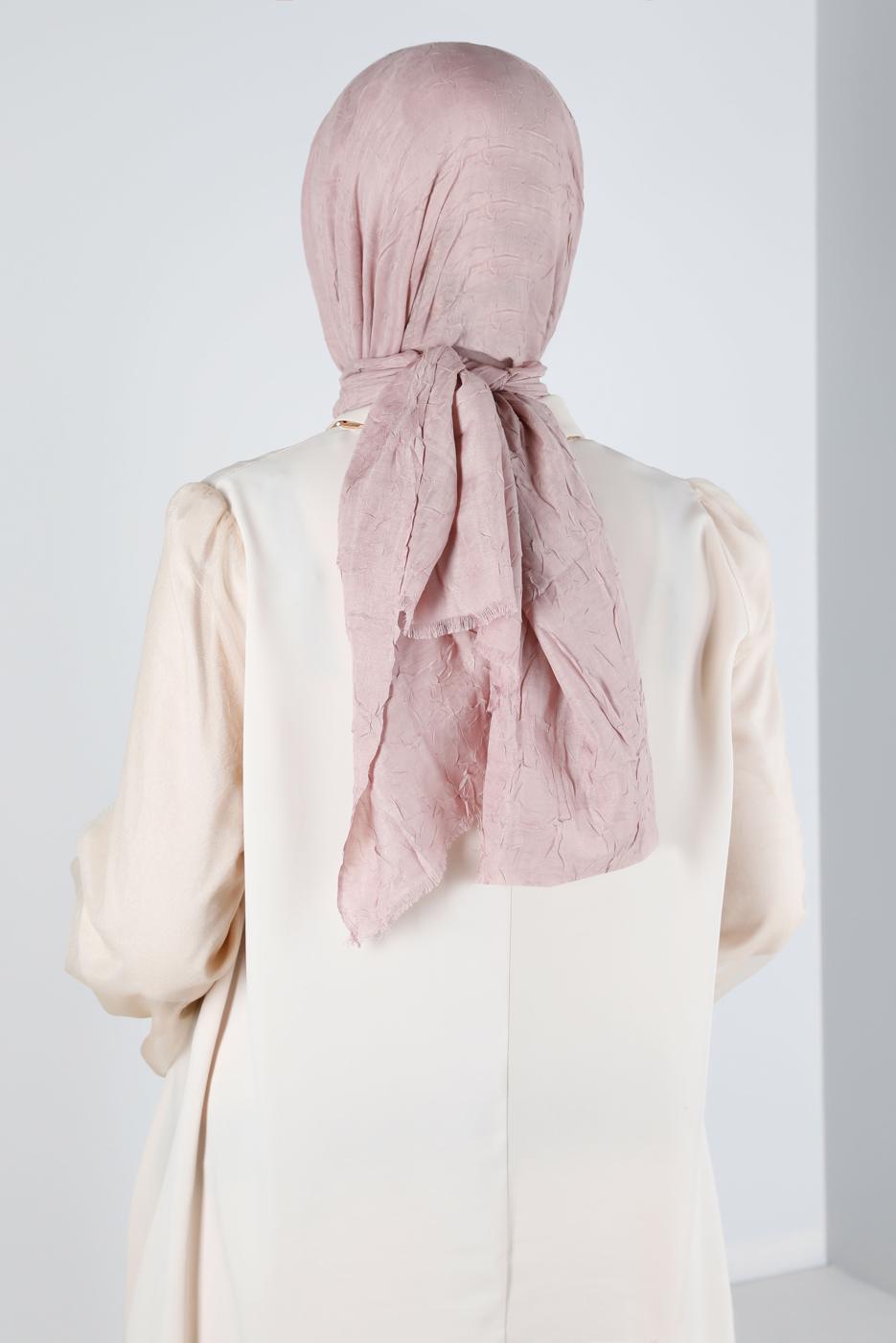 Tesettür giyim PUDRA ALVİNA BAMBU KRAŞ ŞAL T 8145