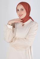 Tesettür giyim TABA ALVİNA BAMBU KRAŞ ŞAL T 8145