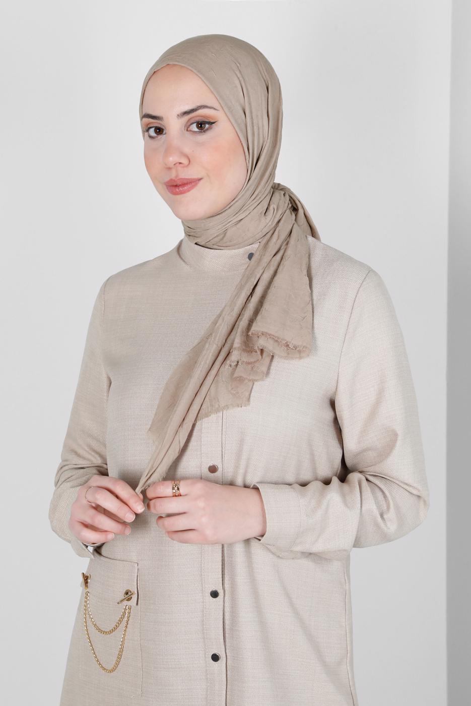 Tesettür giyim VİZON ALVİNA BAMBU KRAŞ ŞAL T 8145