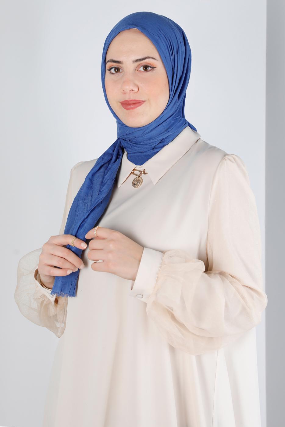 Tesettür giyim LACİVERT ALVİNA BAMBU KRAŞ ŞAL T 8145