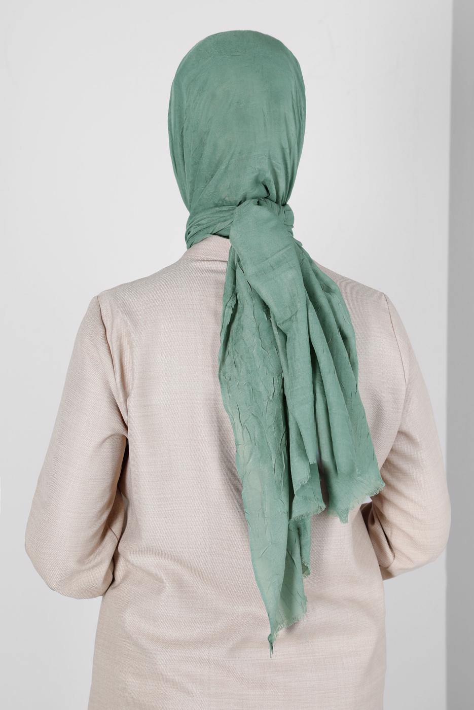 Tesettür giyim YEŞİL ALVİNA BAMBU KRAŞ ŞAL T 8145