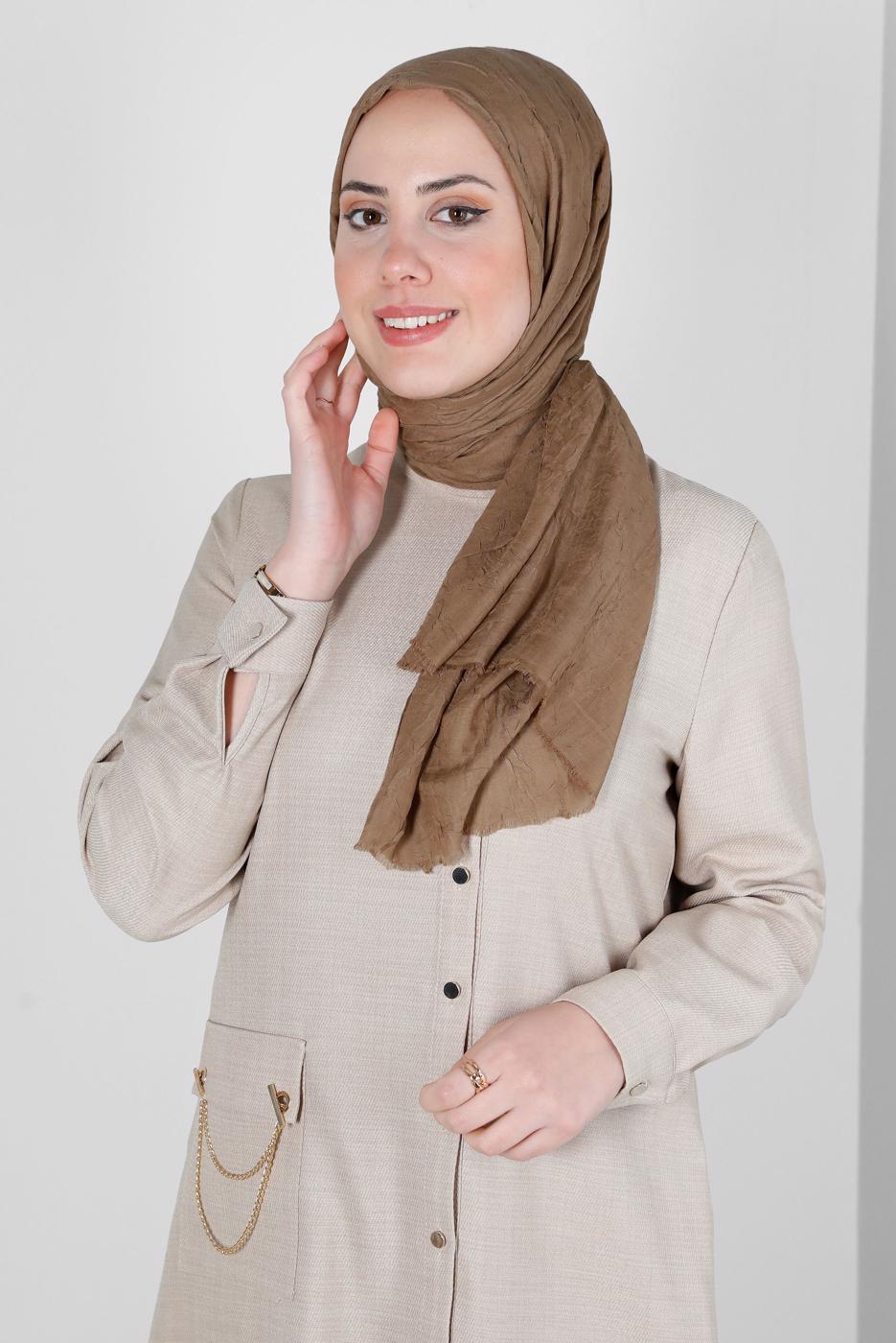 Tesettür giyim VİZON ALVİNA BAMBU KRAŞ ŞAL T 8145