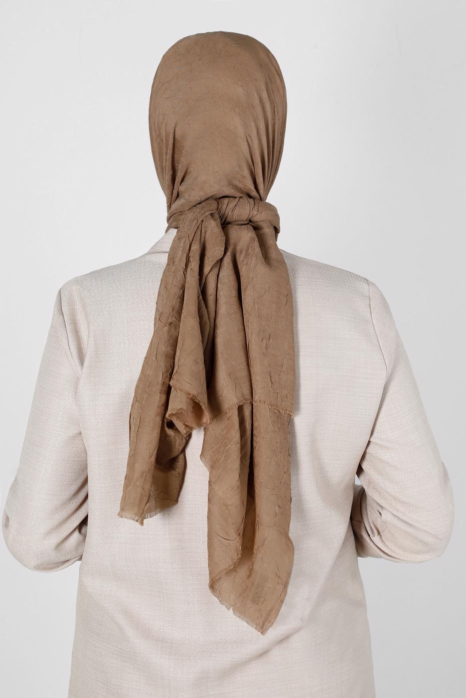 Tesettür giyim VİZON ALVİNA BAMBU KRAŞ ŞAL T 8145