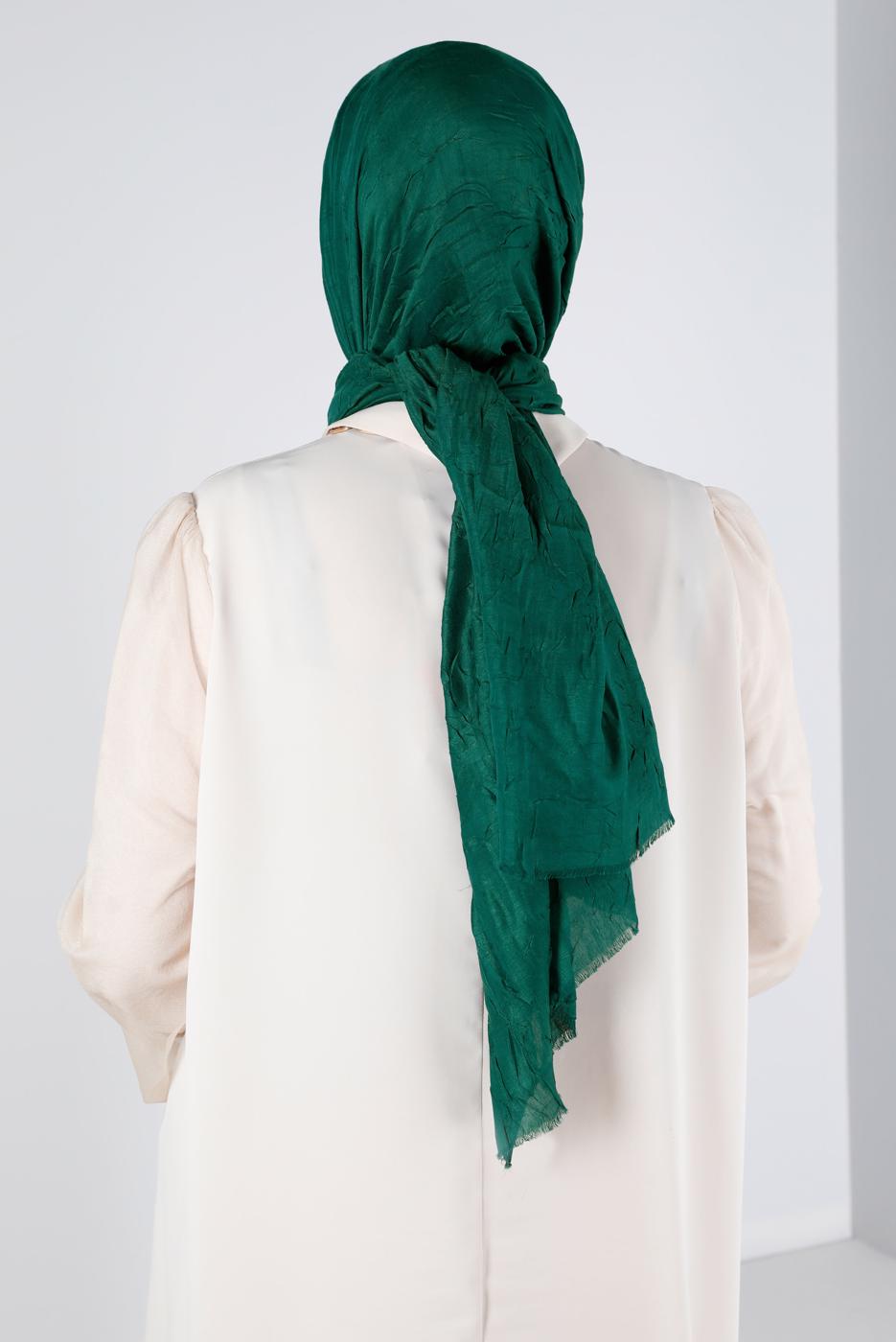 Tesettür giyim YEŞİL ALVİNA BAMBU KRAŞ ŞAL T 8145