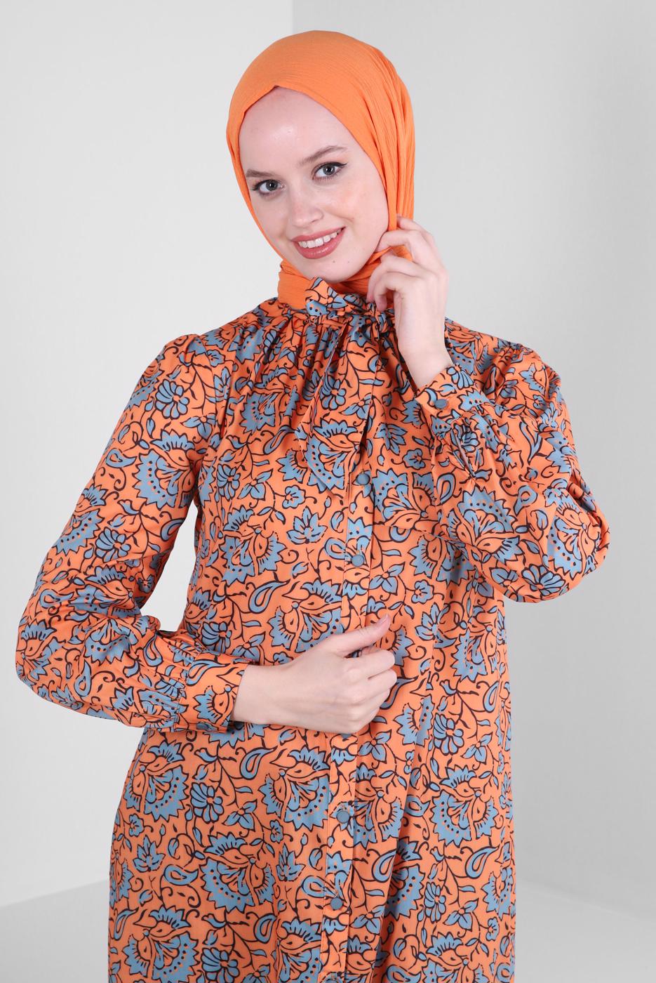 Tesettür giyim TURUNCU ALVİNA DÜZ ŞAL T 8236