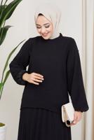 Vêtements hijab NOIR ROBE À MANCHES PERLES T 3013