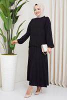 Vêtements hijab NOIR ROBE À MANCHES PERLES T 3013