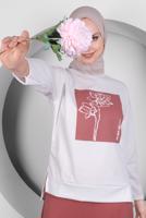 Tesettür giyim PEMBE BASKILI PİLİSELİ ETEKLİ TAKIM T 50028