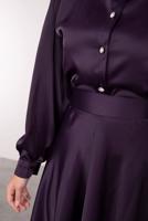 Tesettür giyim MOR BALON KOL DÜĞMELİ SATEN ETEKLİ TAKIM T 5395