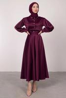 Vêtements hijab PRUNE COSTUME JUPE EN SATIN BOUTONNÉ T 5395