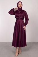Vêtements hijab PRUNE COSTUME JUPE EN SATIN BOUTONNÉ T 5395