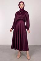 Vêtements hijab PRUNE COSTUME JUPE EN SATIN BOUTONNÉ T 5395