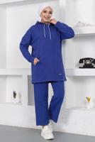 Tesettür giyim LACİVERT KAPÜŞONLU CEPLİ PANTOLONLU EŞOFMAN TAKIM T 003