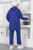 Tesettür giyim LACİVERT KAPÜŞONLU CEPLİ PANTOLONLU EŞOFMAN TAKIM T 003