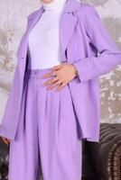 Tesettür giyim MOR KRUVAZE YAKA BLAZER CEKET PANTOLONLU TAKIM T 03006