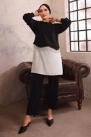 Tesettür giyim SİYAH ZİNCİR DETAYLI İKİLİ PANTOLON TAKIMI T 1492