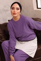 Tesettür giyim MOR ZİNCİR DETAYLI İKİLİ PANTOLON TAKIMI T 1492