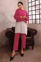 Tesettür giyim FUŞYA ZİNCİR DETAYLI İKİLİ PANTOLON TAKIMI T 1492