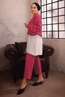 Tesettür giyim FUŞYA ZİNCİR DETAYLI İKİLİ PANTOLON TAKIMI T 1492