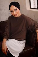 Tesettür giyim KAHVE ZİNCİR DETAYLI İKİLİ PANTOLON TAKIMI T 1492