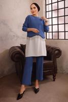 Tesettür giyim LACİVERT ZİNCİR DETAYLI İKİLİ PANTOLON TAKIMI T 1492