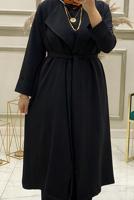 Vêtements hijab NOIR ENSEMBLE PANTALON LARGE CEINTURE 3 PIÈCES T 30013